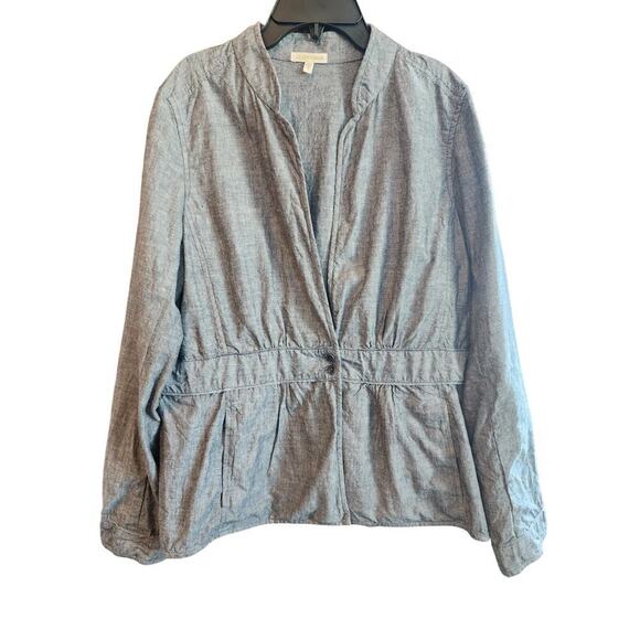 Eileen Fisher Jackets & Blazers - Eileen Fisher Chambray Peplum Jacket- Large